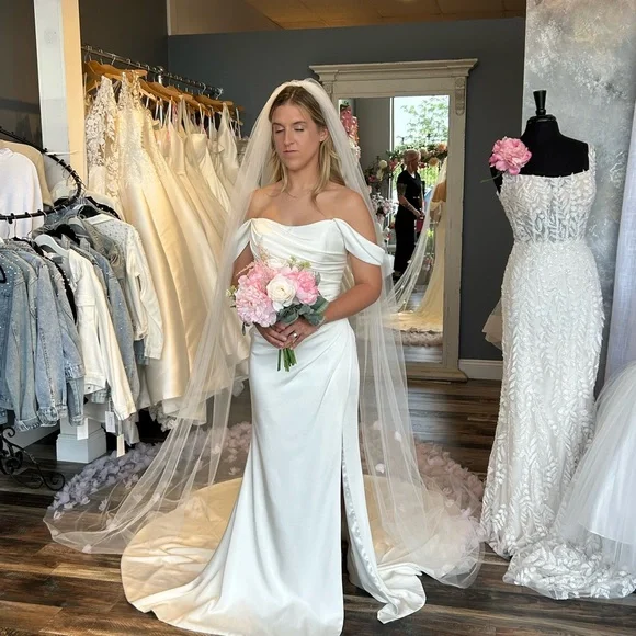 Sophia Tolli Off-Shoulder White Wedding Dress - Picture 1 of 4